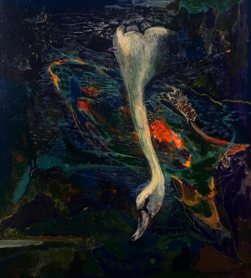 Animals acrylic painting titled 'The Quest', 40x36 inches, by artist Debabrata Hazra on Canvas