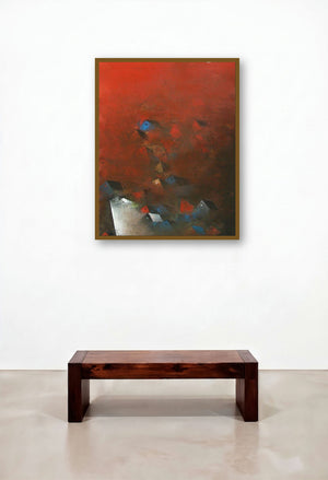 The Villages (Nightfall in the Village) by artist M Singh displayed in a Rustic Penthouse