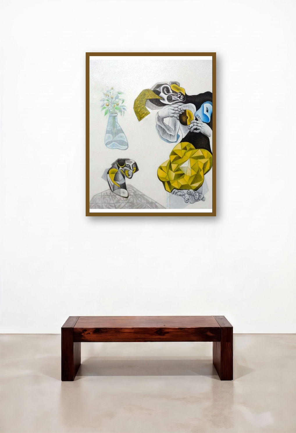 The Women (Women in Contemplation) by artist Mahesh Pal Gobra displayed in a Scandinavian Hotel Lobby
