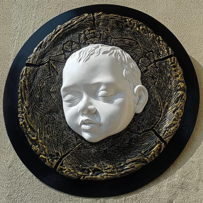 Figurative sculpture titled 'Thinker', 26x26x3 inches, by artist Gurucharan Singh on Fiberglass