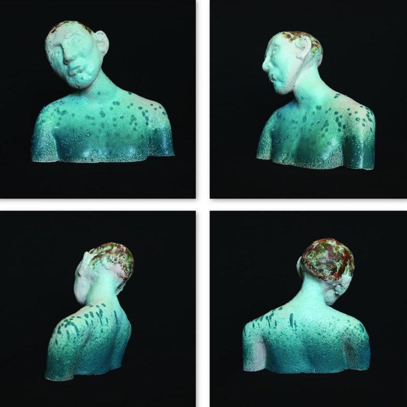 Figurative sculpture titled 'Thinker', 8x9x4 inches, by artist Tanzeem Baredia on Ceramic