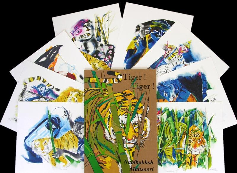 Animals serigraphs painting titled 'Tiger', 14x20 inches, by artist Nabibakhsh Mansoori on Paper
