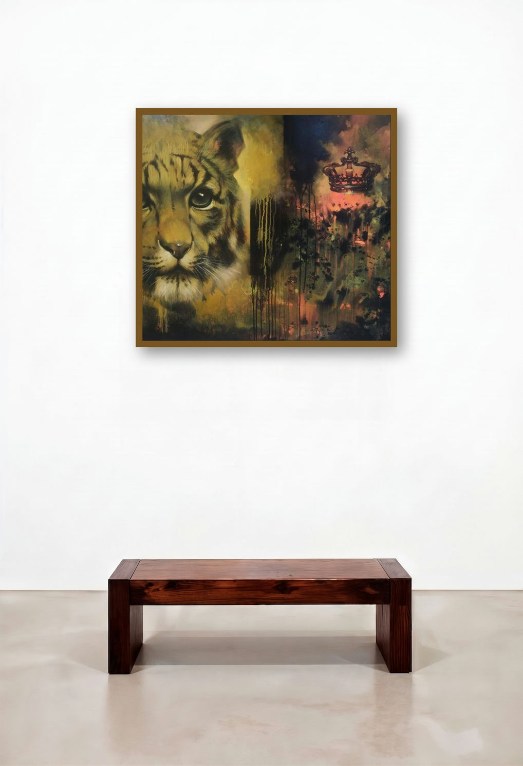 Tiger (The Fallen King) by artist Bappa Haldar displayed in a Designer Foyer