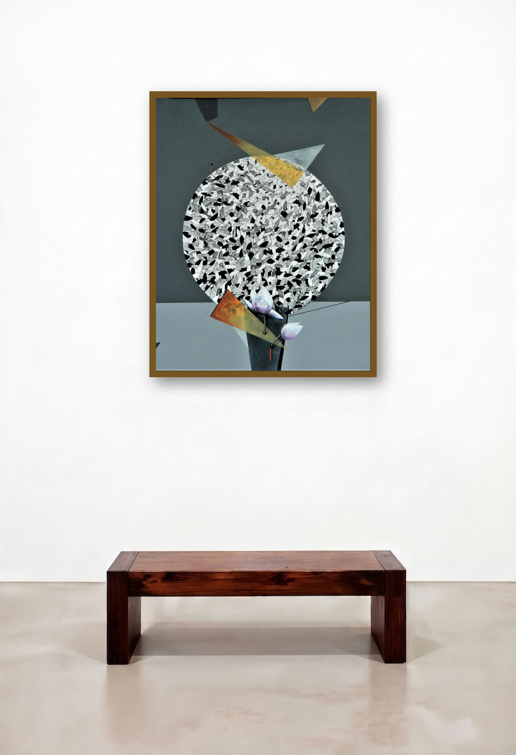 Together 12 (Bloom Within) by artist Rajeev Sarkar displayed in a Mid-Century Modern Reception Area