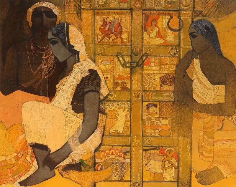 Figurative acrylic painting titled 'Toy Seller', 36x48 inches, by artist Siddharth Shingade on Canvas