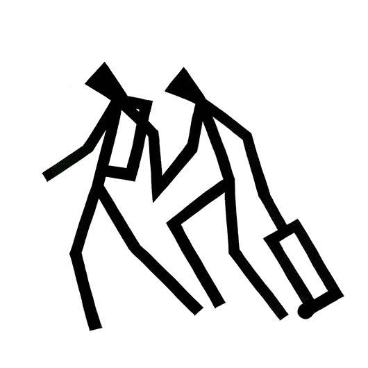 Figurative ink drawing titled 'Travel', 12x12 inches, by artist Ashok Hinge on board