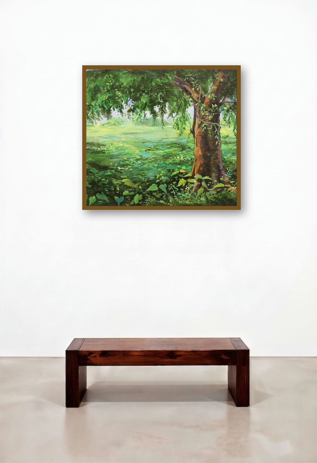 Tree 1 (Serene Pond) by artist Chandrashekhar P Aher displayed in a Transitional Executive Office