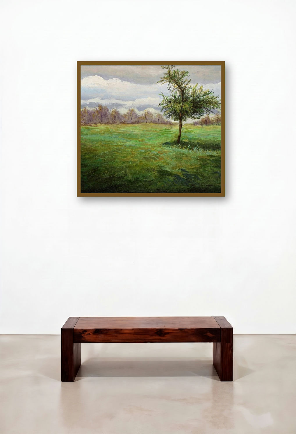 Tree 2 (Solitary Tree) by artist Chandrashekhar P Aher displayed in a Mid-Century Modern Bedroom
