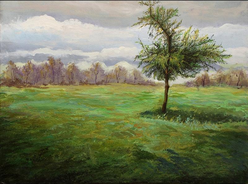 Nature acrylic painting titled 'Tree 2', 18x24 inches, by artist Chandrashekhar P Aher on Canvas