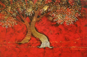 Nature acrylic painting titled 'Tree 3', 24x36 inches, by artist Rahul Dangat on Canvas
