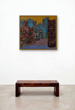 Tribal (Ancient Echoes) by artist Mandar Khadtar displayed in a Transitional Living Room