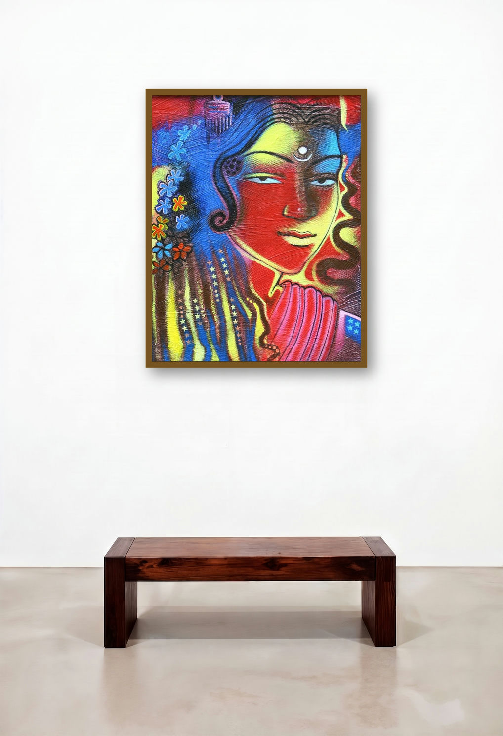 Tribal Lady 3 (Mystical Portrait) by artist Balaji Ubale displayed in a Eclectic Hotel Suite