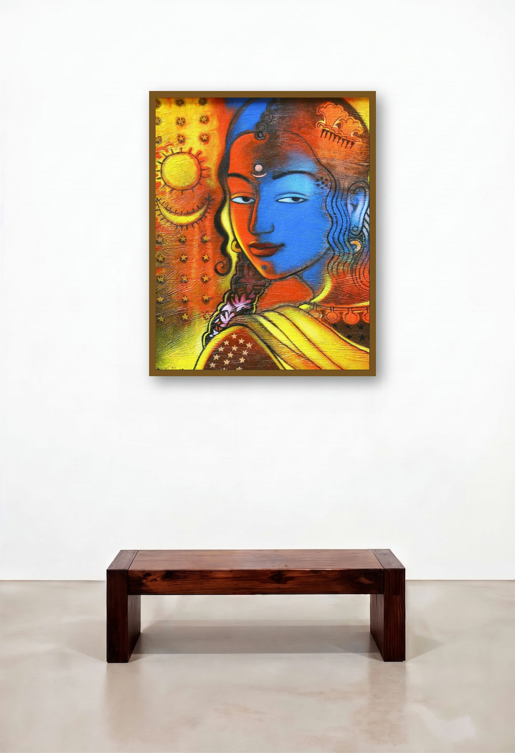 Tribal Lady 4 (Dual Nature) by artist Balaji Ubale displayed in a Coastal Hallway