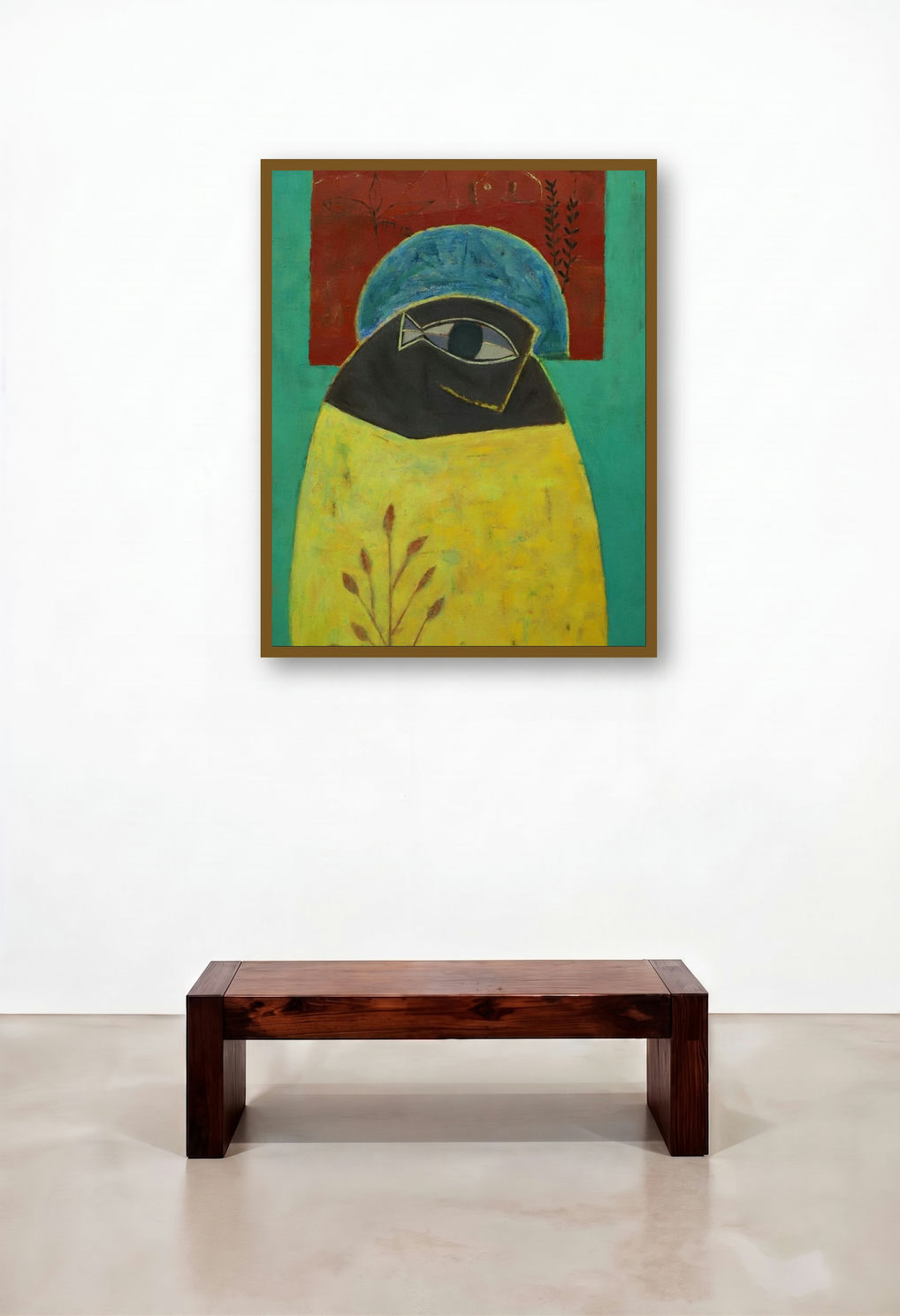 Tribal Man by artist Umesh Bhoi displayed in a Elegant Living Room