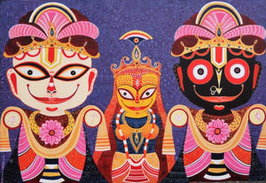 Figurative acrylic painting titled 'Triratna', 33x48 inches, by artist Bhaskar Lahiri on Canvas