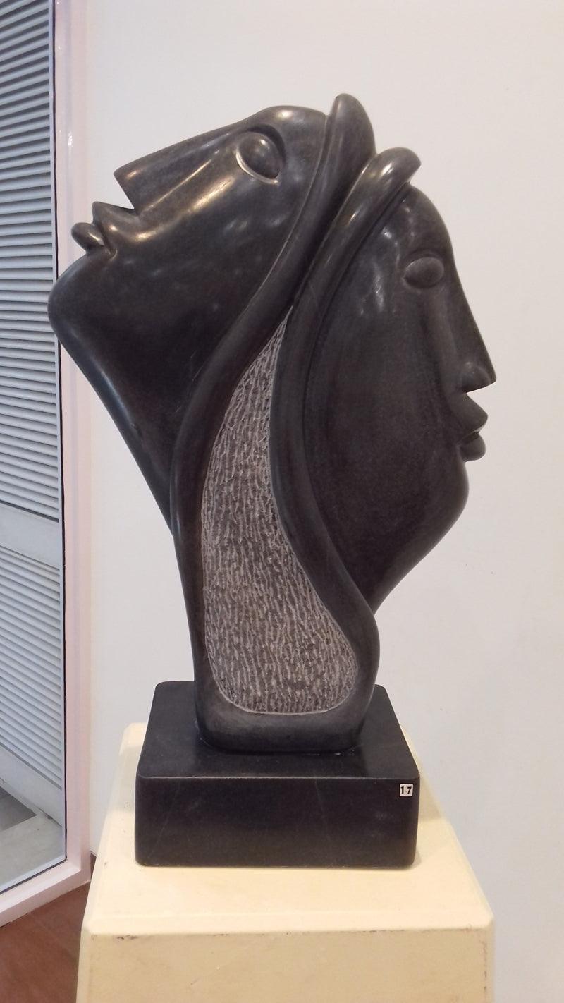 Figurative sculpture titled 'Twins', 29x18x19 inches, by artist Lallan Singh on Marble