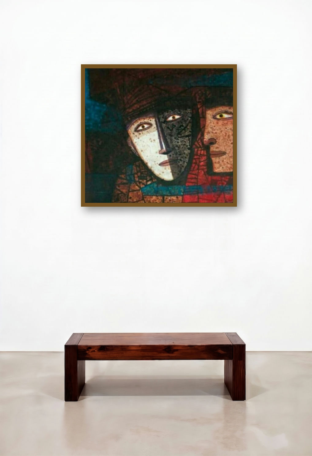 Two Face (Inner Dialogue) by artist Mihir Kayal displayed in a Scandinavian Family Room