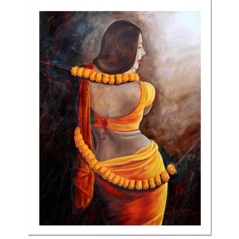 Figurative oil painting titled 'UNTITLE', 30x40 inches, by artist SHAHEEN VERMA on Canvas