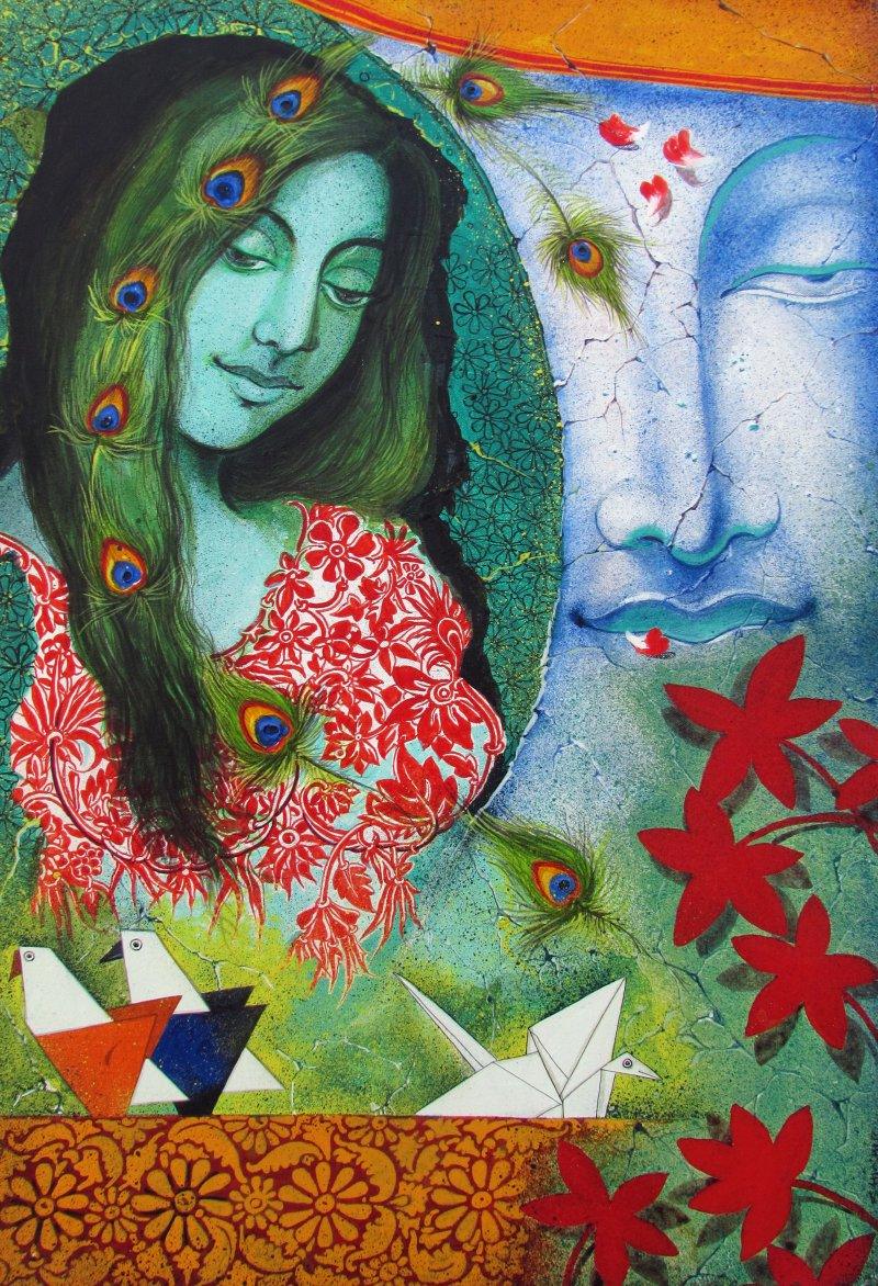 Figurative acrylic painting titled 'UNTITLE', 36x24 inches, by artist Shishir Bhatt on Canvas