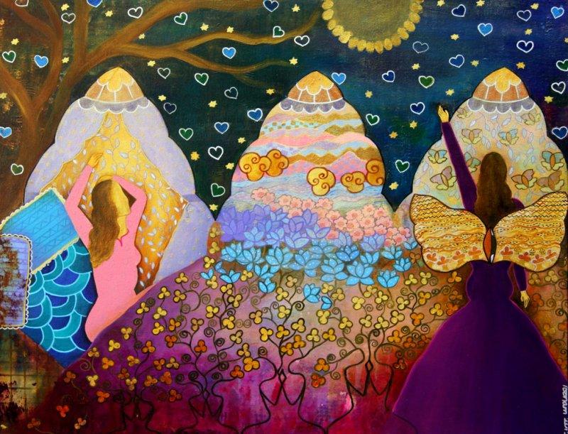 Figurative acrylic painting titled 'UNTITLED', 30x28 inches, by artist POONAM AGARWAL on Canvas