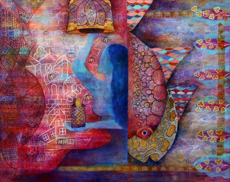 Figurative acrylic painting titled 'UNTITLED', 30x36 inches, by artist POONAM AGARWAL on Canvas