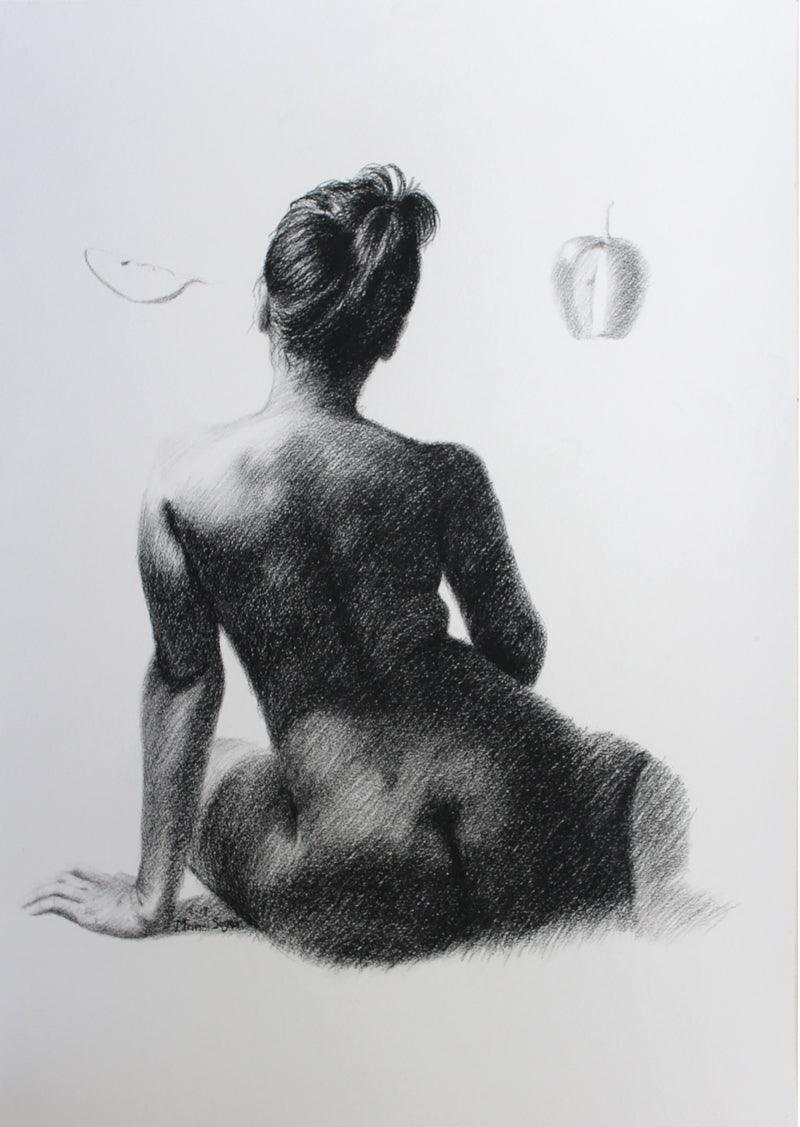 Nude mixed media drawing titled 'Unkilled Desire 2', 30x24 inches, by artist Mansi Sagar on Paper