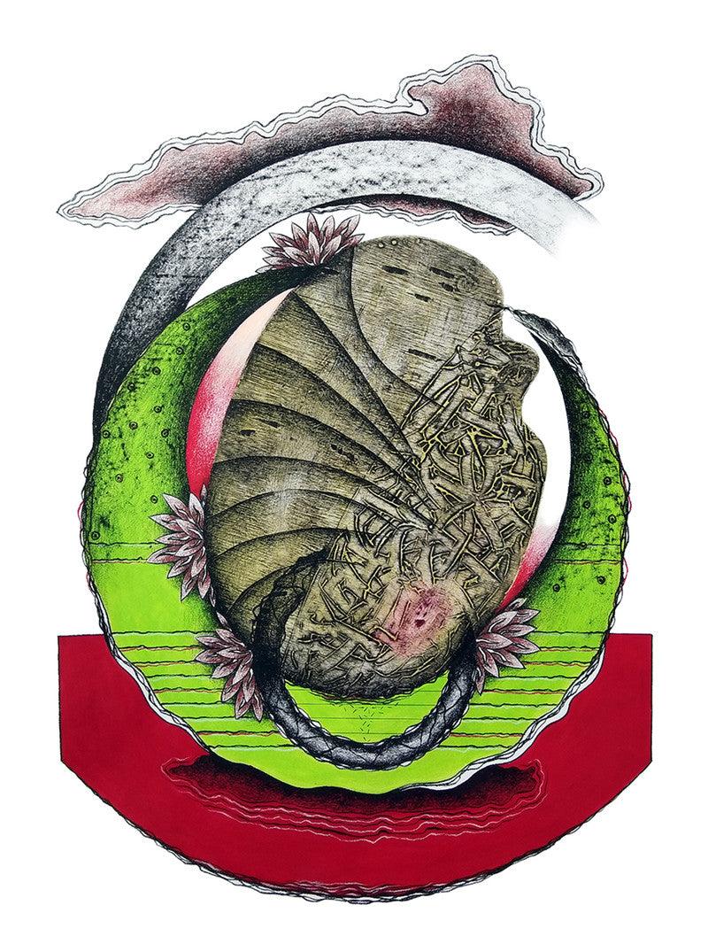 contemporary printmaking titled 'Unknown Nature', 27x20 inches, by artist Papil Manna on Paper