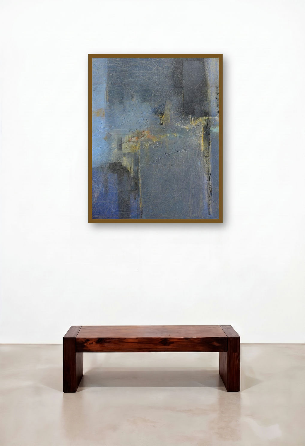 Unnamed (Serene Reflections) by artist Dilip Mali displayed in a Japandi Hotel Suite