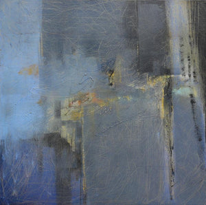 Unnamed (Serene Reflections) by Dilip Mali, Original Oil Abstract Painting on Canvas, Medium Square Wall Art