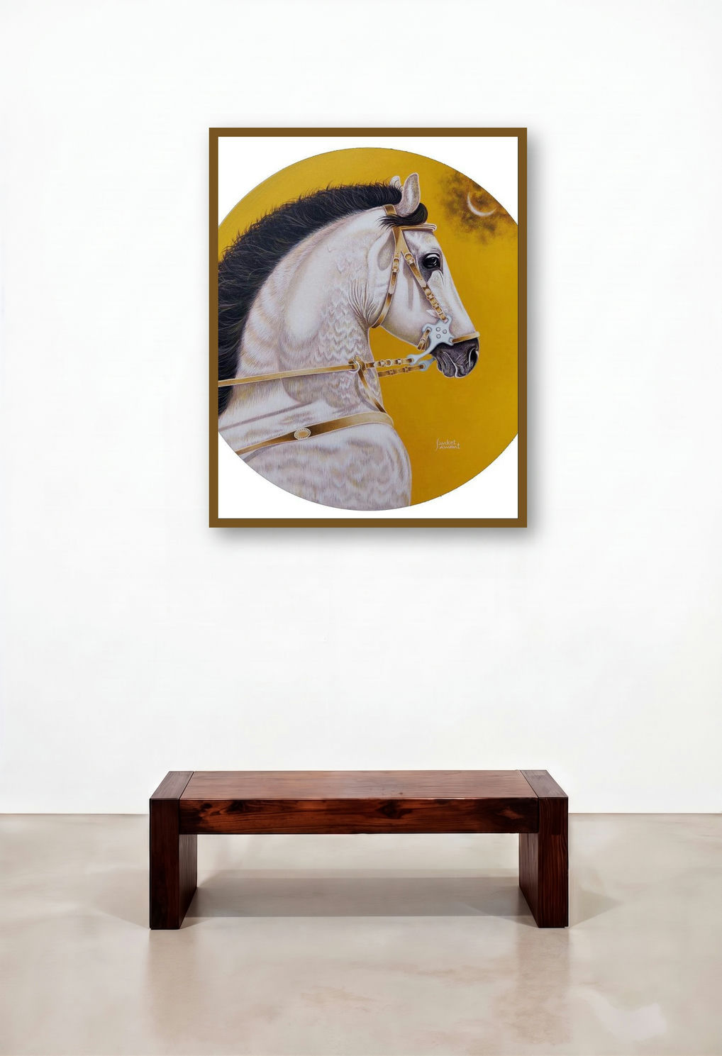 Unstoppable 6 (Golden Hour) by artist Sanket Sawant displayed in a Industrial Living Room