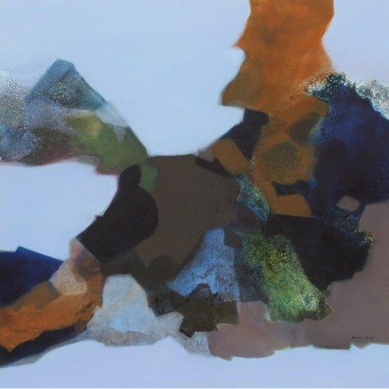 Abstract mixed media painting titled 'Untitiled', 60x60 inches, by artist Ravindra Parkhi on Canvas