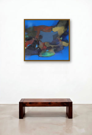 Untitled (Blue Symphony) by artist Ravindra Parkhi displayed in a Art Deco Hotel Suite