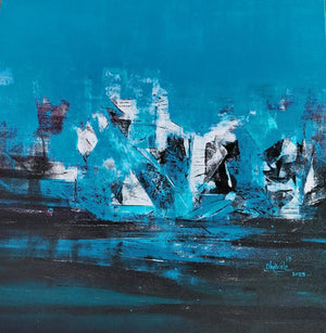 Abstract acrylic painting titled 'Untitiled', 36x36 inches, by artist Dnyaneshwar Dhavale on Canvas