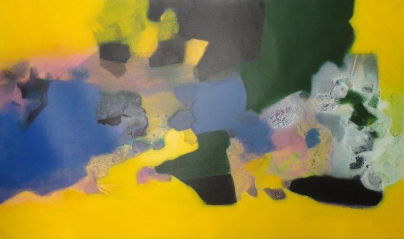 Abstract mixed media painting titled 'Untitiled', 50x75 inches, by artist Ravindra Parkhi on Canvas