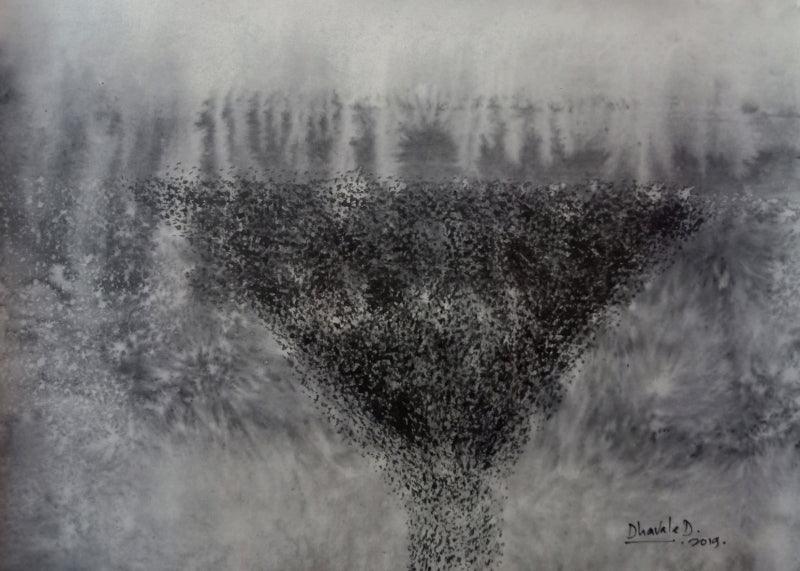 Abstract watercolor painting titled 'Untitled 01', 15x11 inches, by artist Dnyaneshwar Dhavale on Ink on Paper