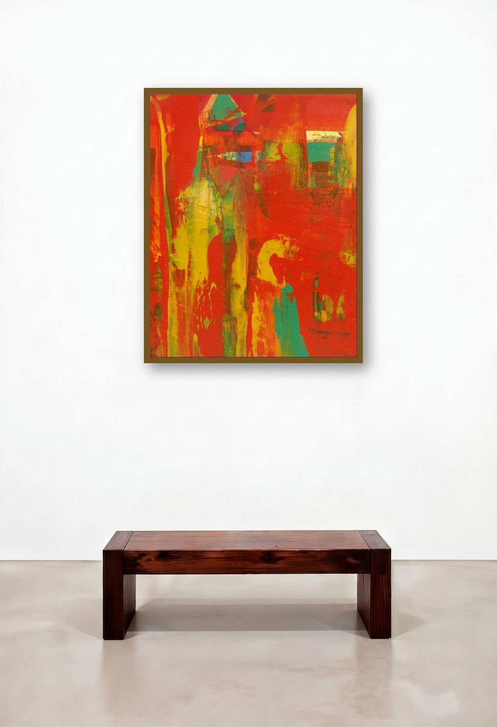 Untitled 1 (Crimson Tide) by artist Ranadip Mukherjee displayed in a Urban Loft Dining Room