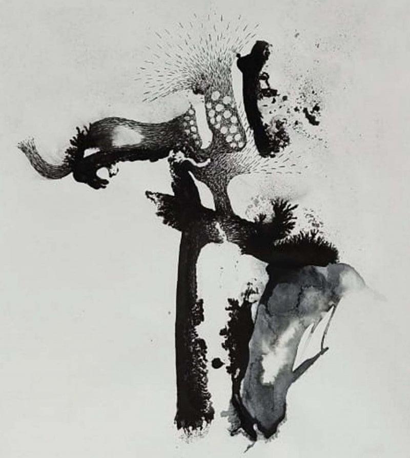 Abstract mixed media painting titled 'Untitled 1', 48x36 inches, by artist Huma Khan on Canvas