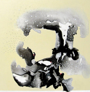 Abstract mixed media painting titled 'Untitled 1', 36x36 inches, by artist Huma Khan on Canvas