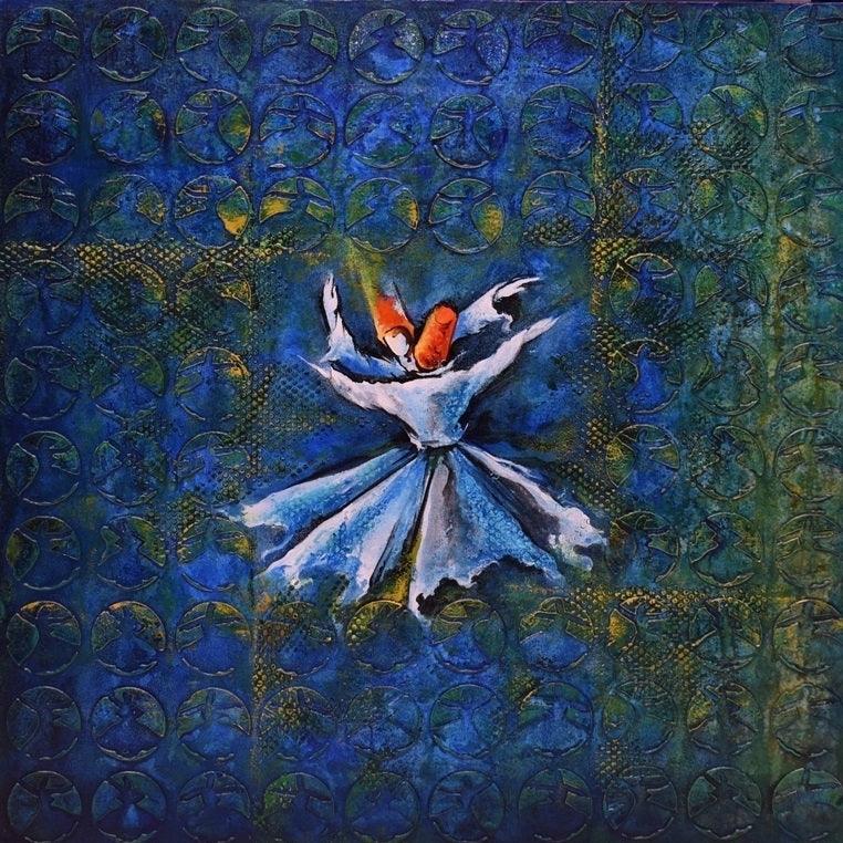 Figurative mixed media painting titled 'Untitled 1', 36x36 inches, by artist Radhika Seksaria on Canvas