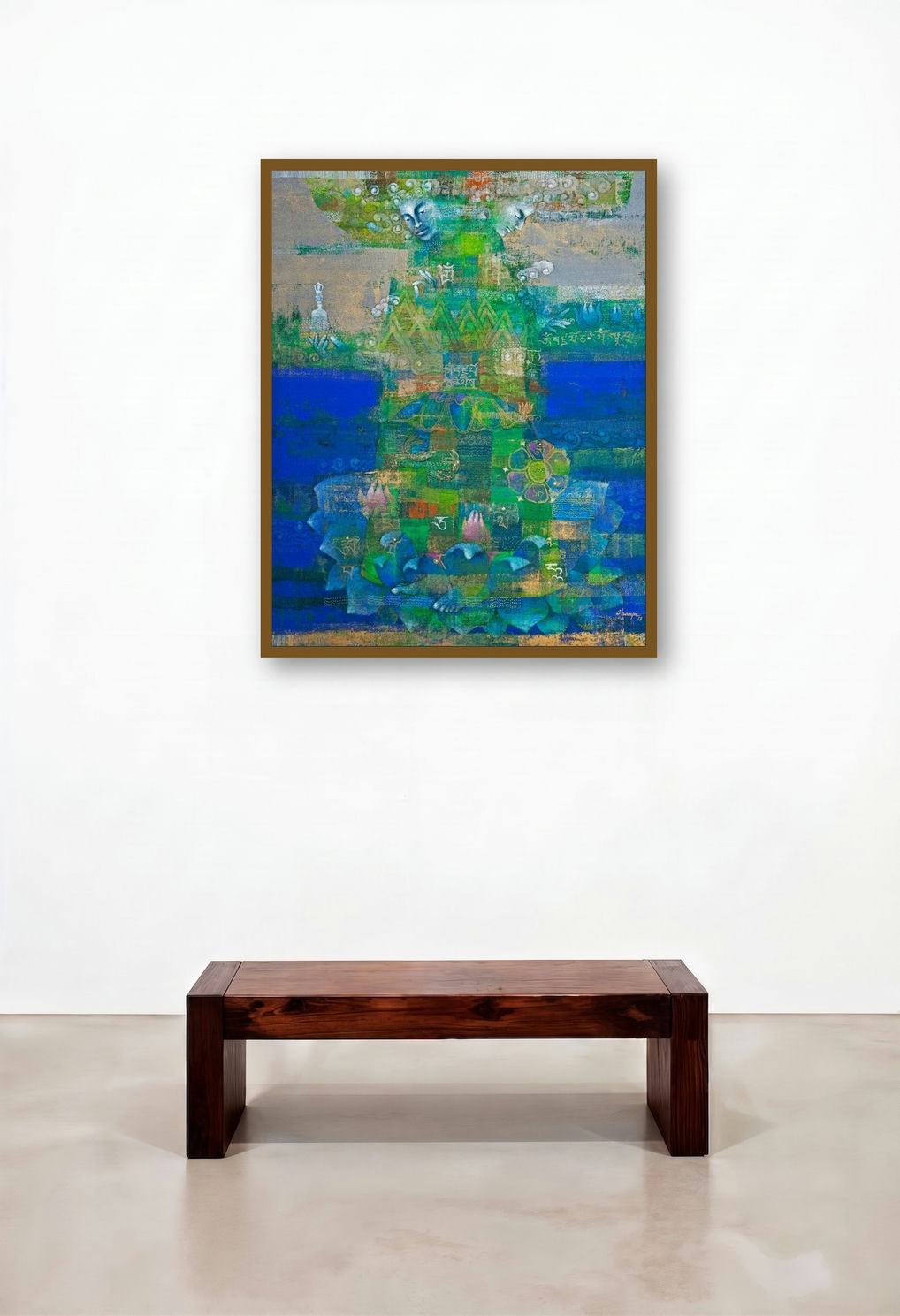 Untitled 1 (Emergence) by artist Shampa Sircar Das displayed in a Traditional Foyer