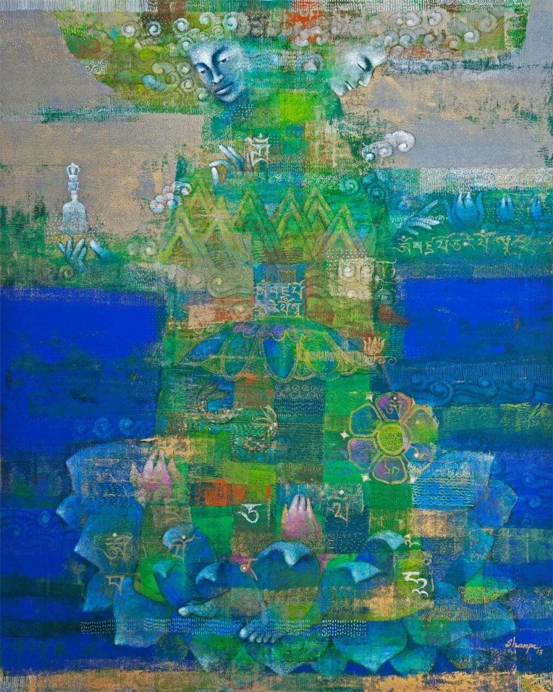 Figurative acrylic painting titled 'Untitled 1', 60x48 inches, by artist Shampa Sircar Das on Canvas