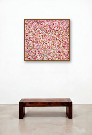 Untitled 1 (Rose Quartz) by artist Anil Tagad displayed in a Japandi Library