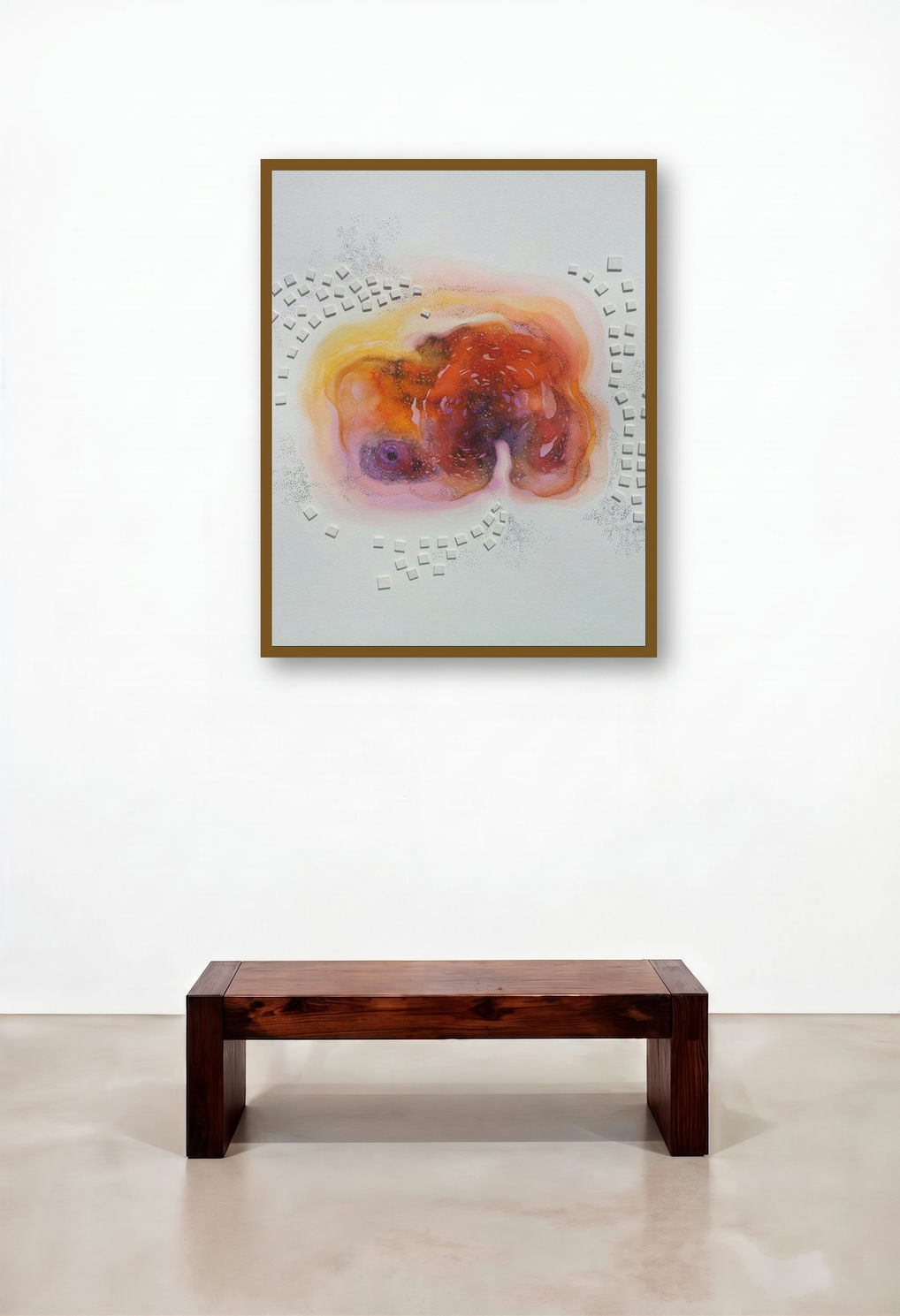 Untitled 1 (Cosmic Bloom) by artist Jai Chouhan displayed in a Transitional Family Room