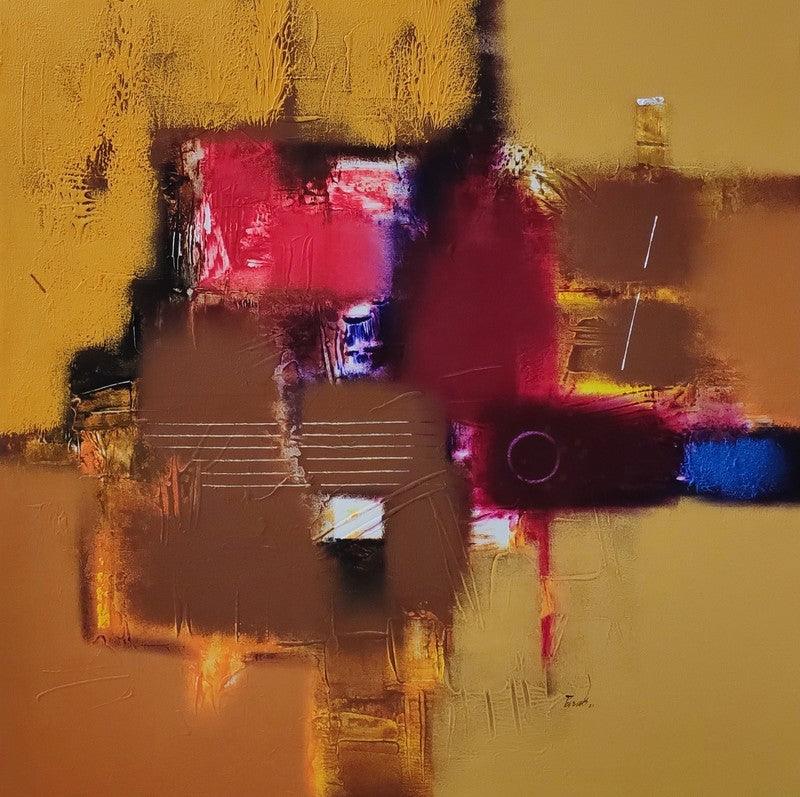 Abstract acrylic painting titled 'Untitled 1', 36x36 inches, by artist Paras Parmar on Canvas