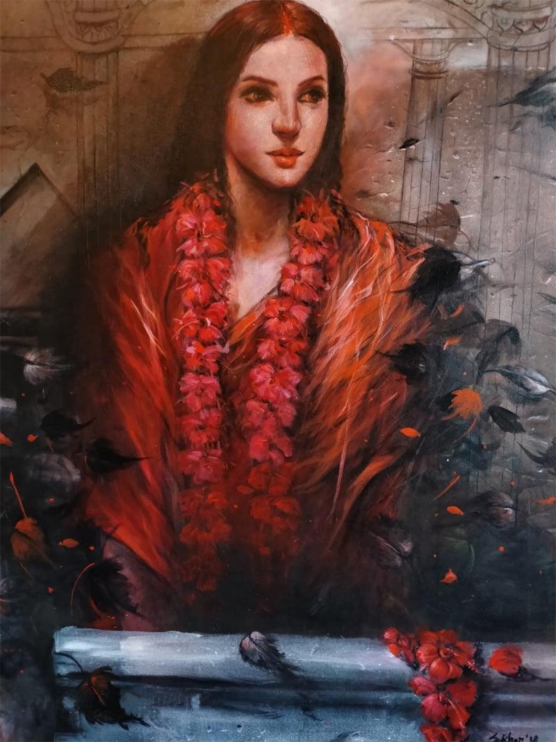 Figurative acrylic painting titled 'Untitled 1', 50x40 inches, by artist Sekhar Kar on Canvas