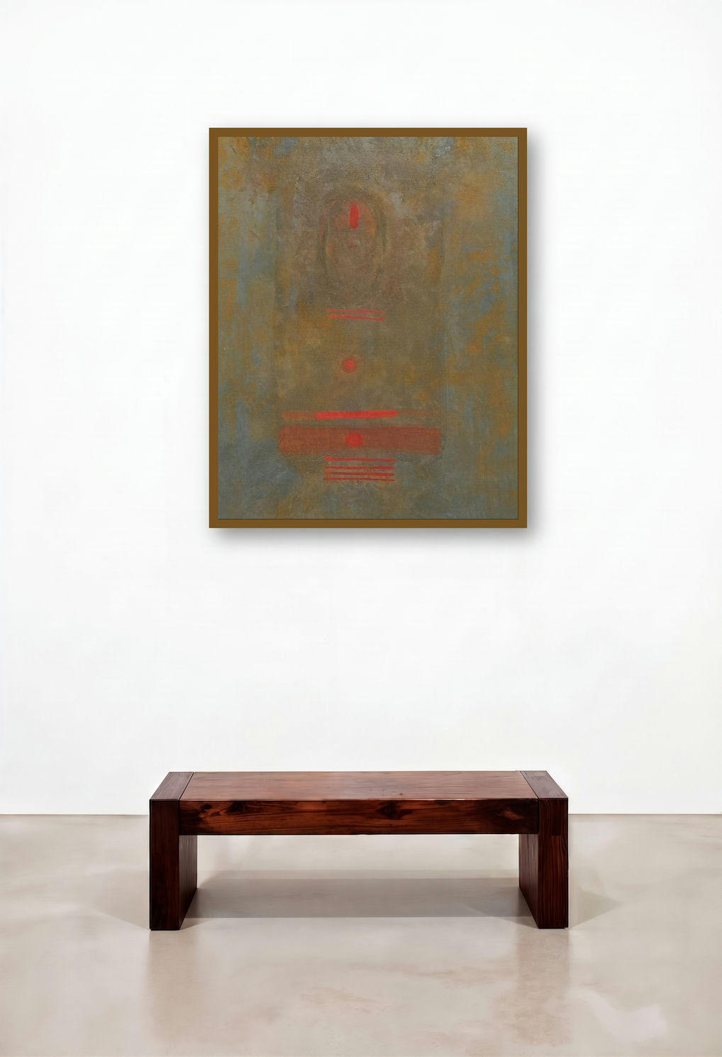 Untitled 1 (Silent Meditation) by artist Biplab Bijoy Dutta displayed in a Boutique Hotel Style Lounge