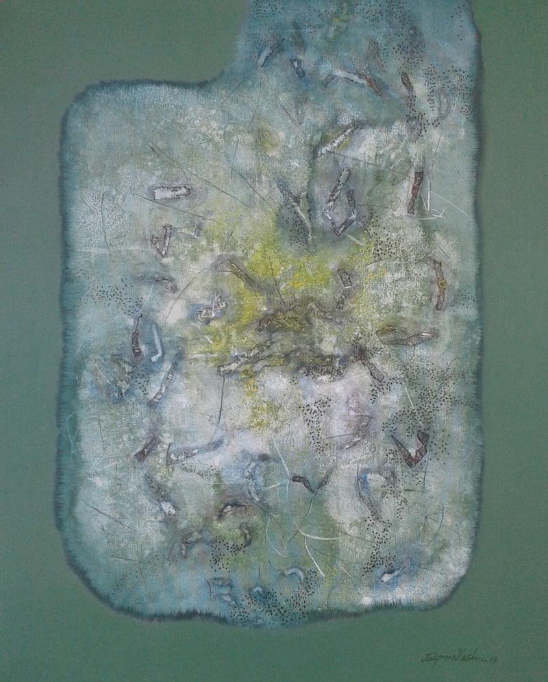 Abstract acrylic painting titled 'Untitled 1', 38x28 inches, by artist Jai Chouhan on Canvas