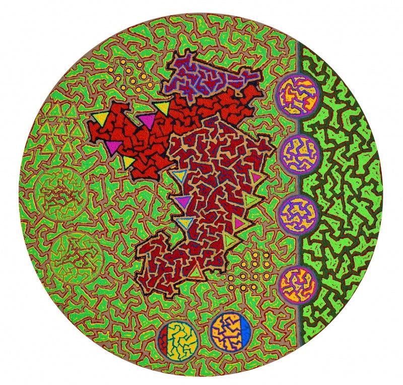 Abstract acrylic painting titled 'Untitled 1', 30x30 inches, by artist Nitin Dongare on Canvas