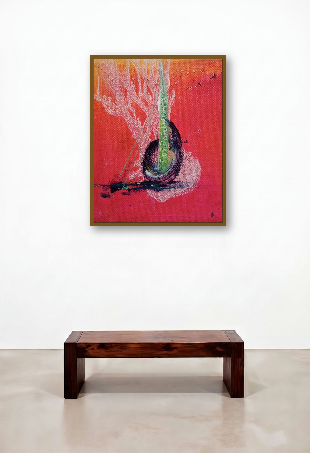 Untitled 1 (Emergence) by artist Trapti Porwal displayed in a Modern Hotel Lobby