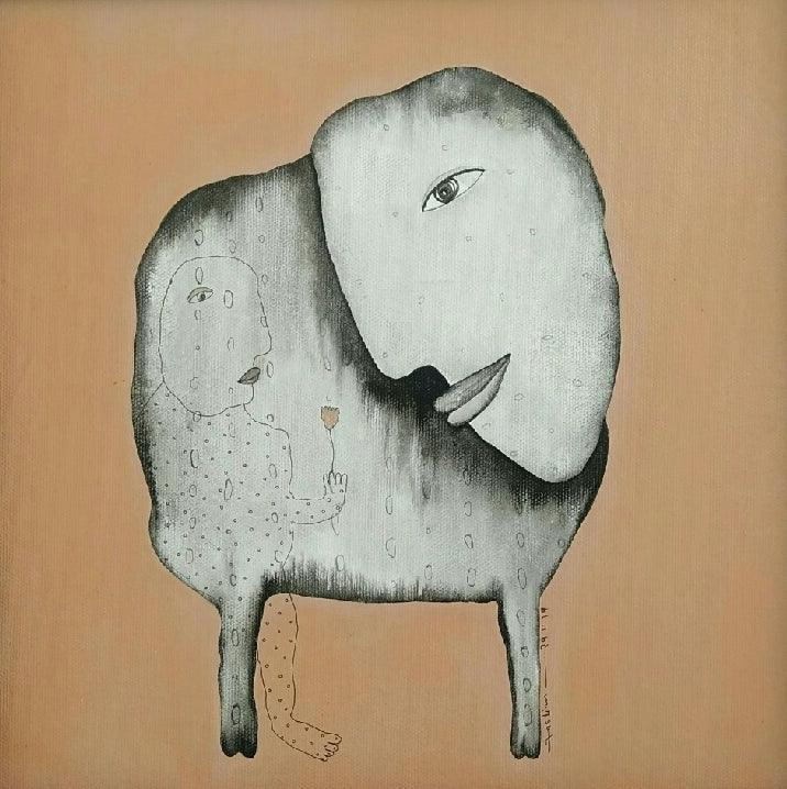 contemporary acrylic painting titled 'Untitled 1', 12x12 inches, by artist Taslim Jamal on Canvas